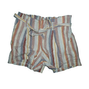 Like An Angel Belted Shorts Striped Linen Rayon L Large